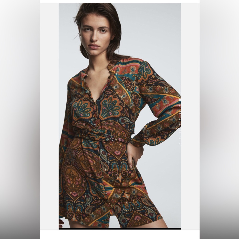 Zara Colorful Paisley Blouse